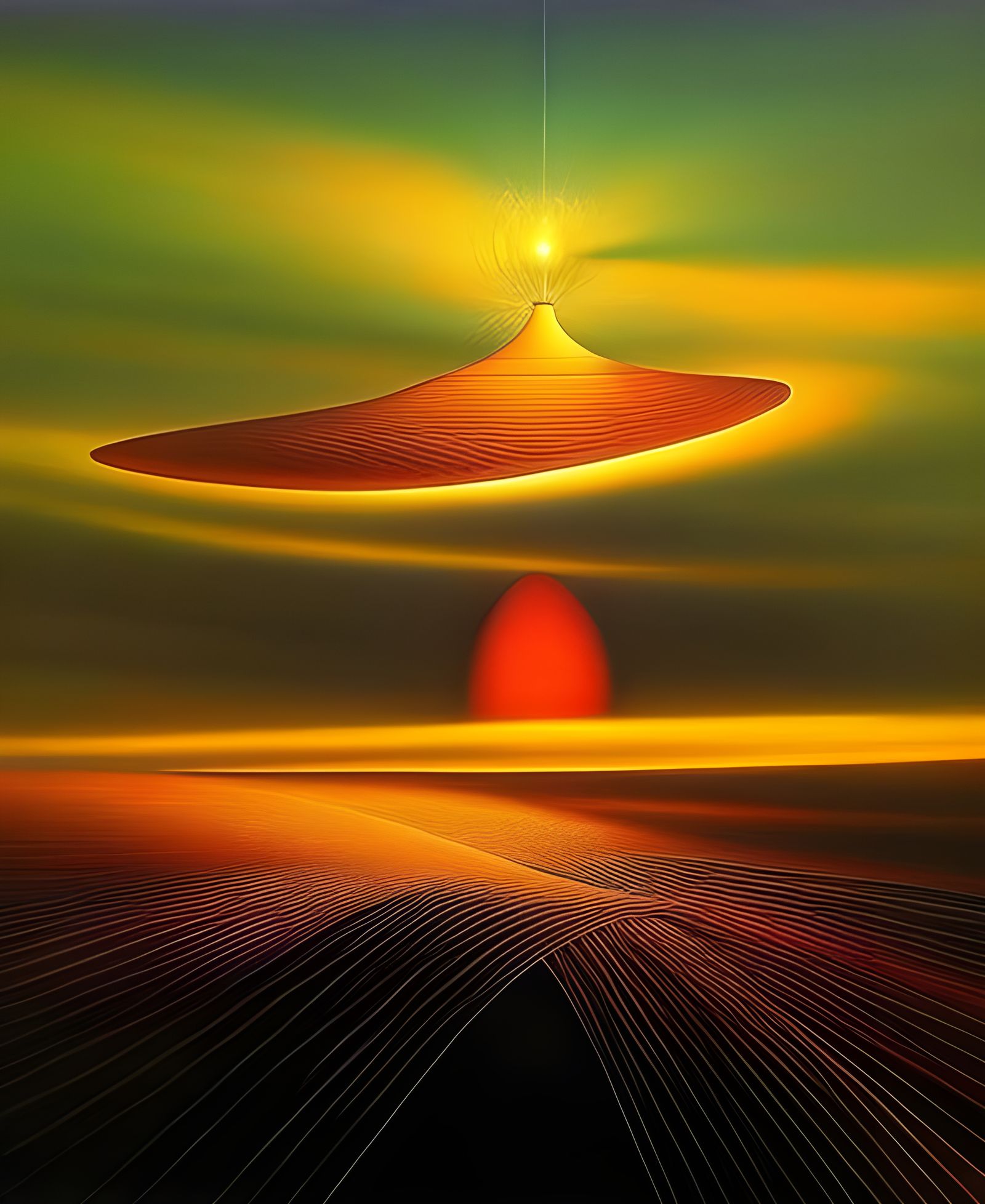 Dreamlike World at Night in Hyperreal Painting