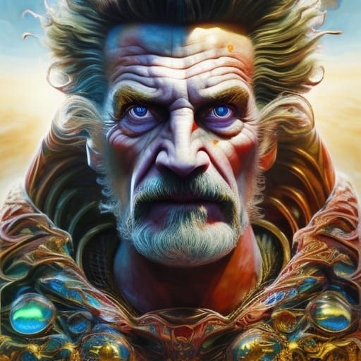 Cosmic Knight Portrait in Pop Art Style