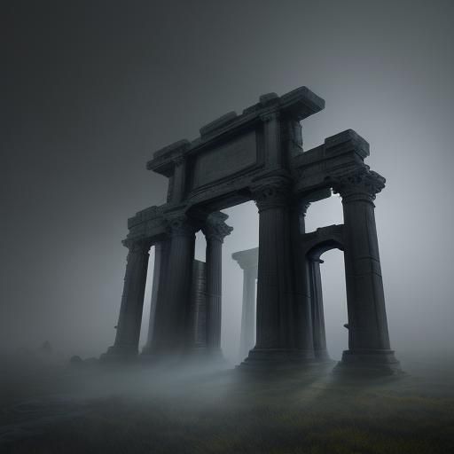 Ancient Portal in Ethereal Landscape: Surrealist Architectur...