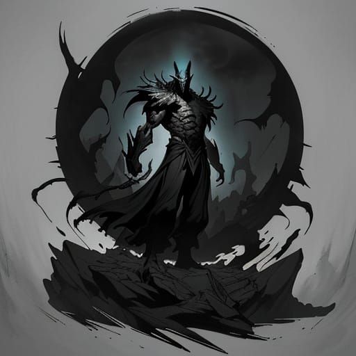 Majestic Dragon in Dark, Mystical Background