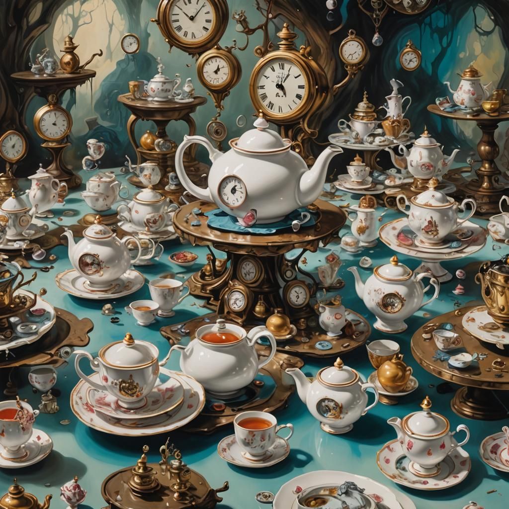 Alice in Wonderland Tea Party in Surrealist Style