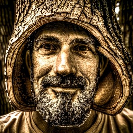 Unique Portrait of a Man Made of Wood