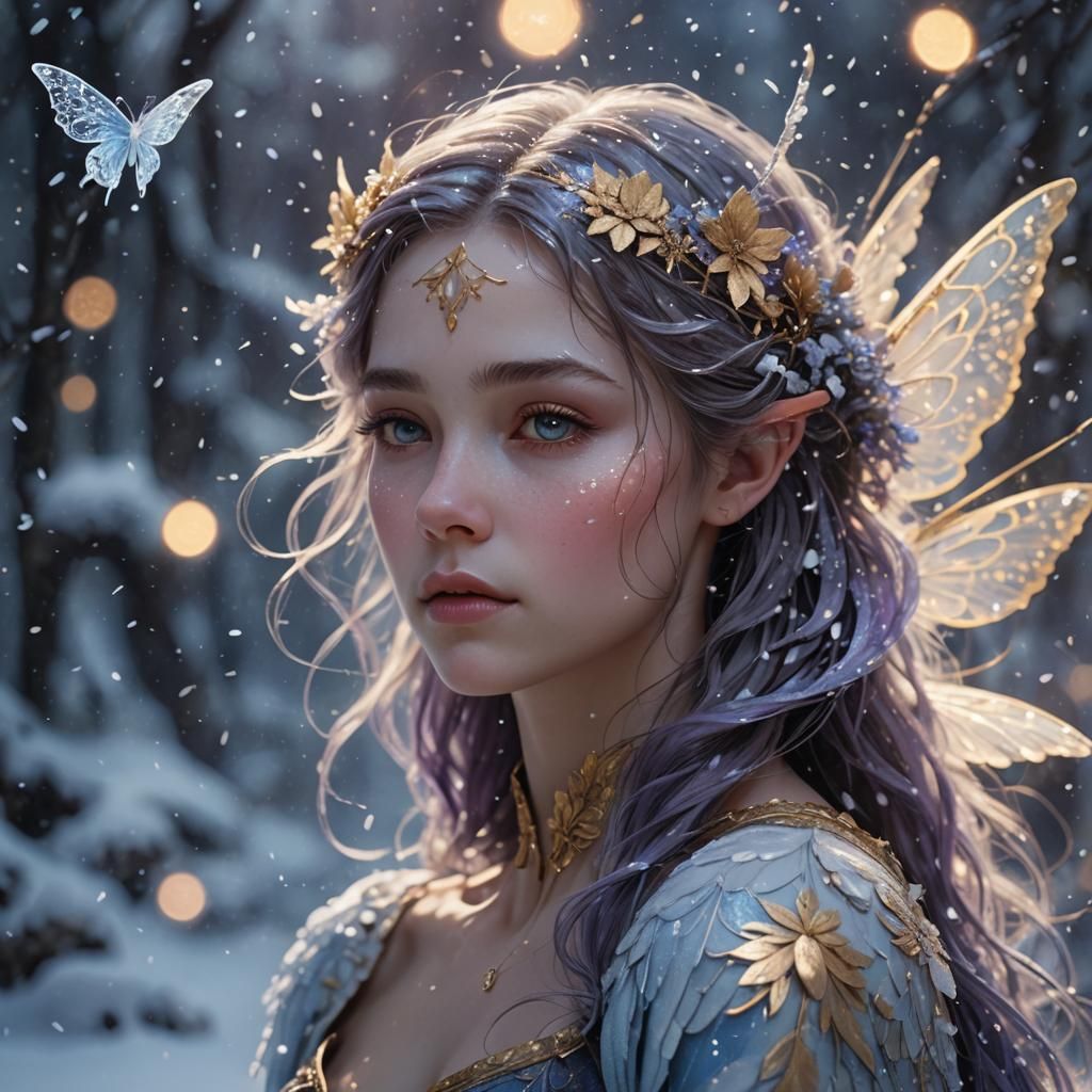 Ethereal Fairy Portrait in Klimt and McKinnon Style