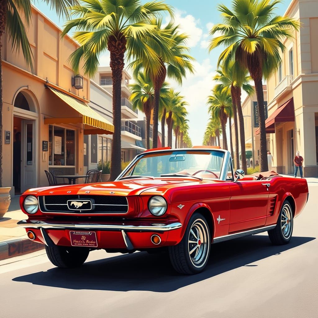 Nostalgic 1960s American Roadside Scene in Vibrant Colors