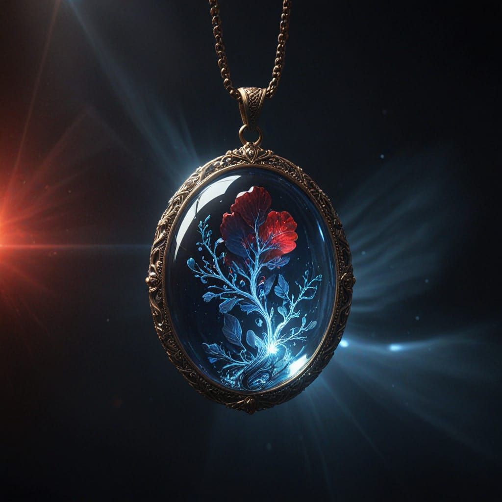 Exquisite, Glowing Pendant in Dark, Atmospheric Setting