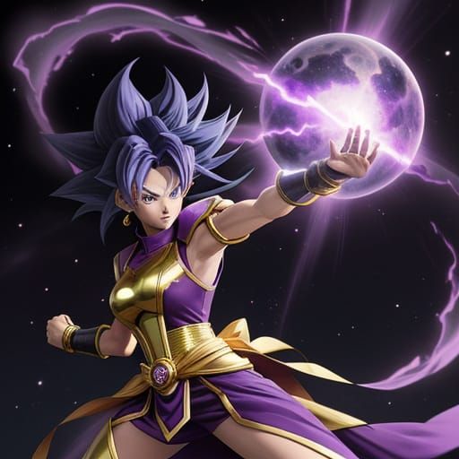 Majestic Saiyan Warrior Princess in Opulent Armor