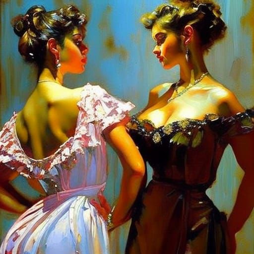 Embracing Women in Impressionistic Watercolour Style