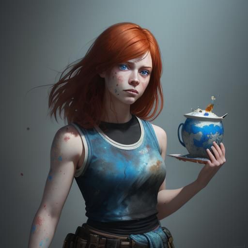 Redhead Woman Portrait in Hyperdetailed Art Style