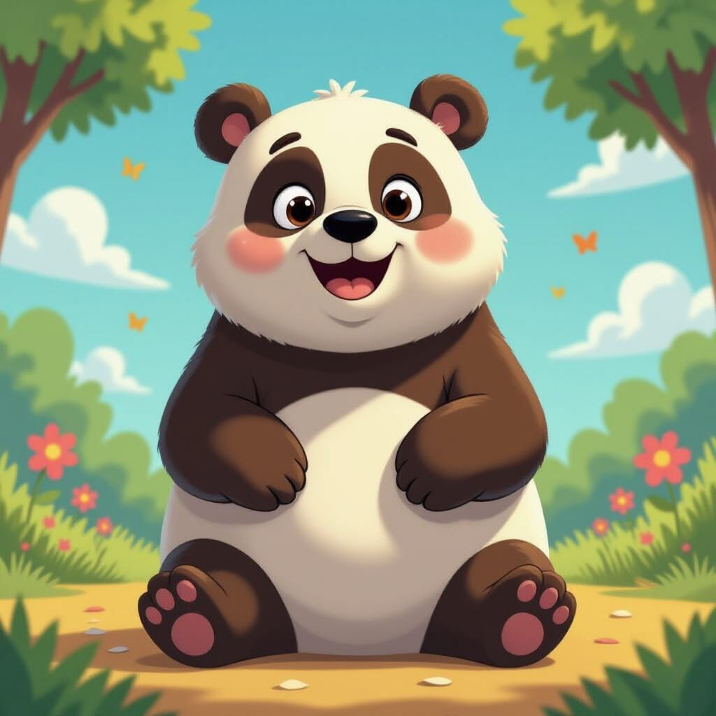 Pan Pan from We Bare Bears in Cartoon Style