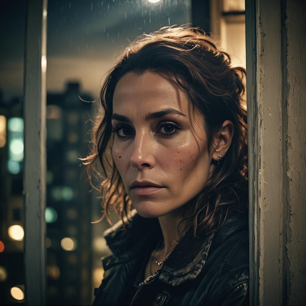 Dramatic Portrait of Noomi Rapace at Night