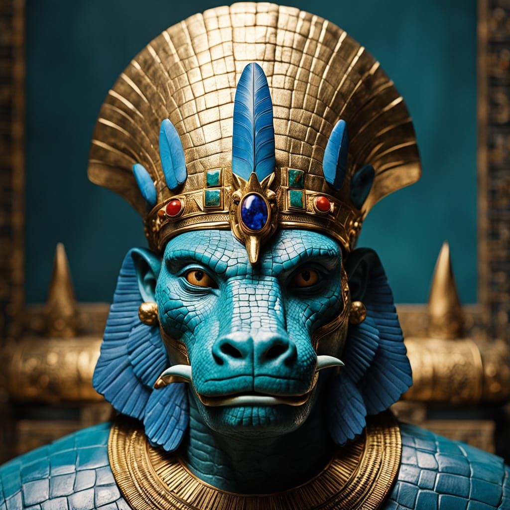 Egyptian God Sobek Portrait in Digital Art Style