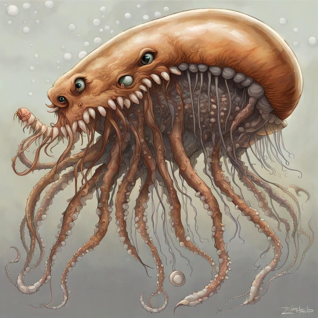 Wolf Jellyfish Centipede Hybrid: Detailed Concept Art