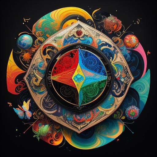 Butterfly Yin Yang in Geometric Cubist Style