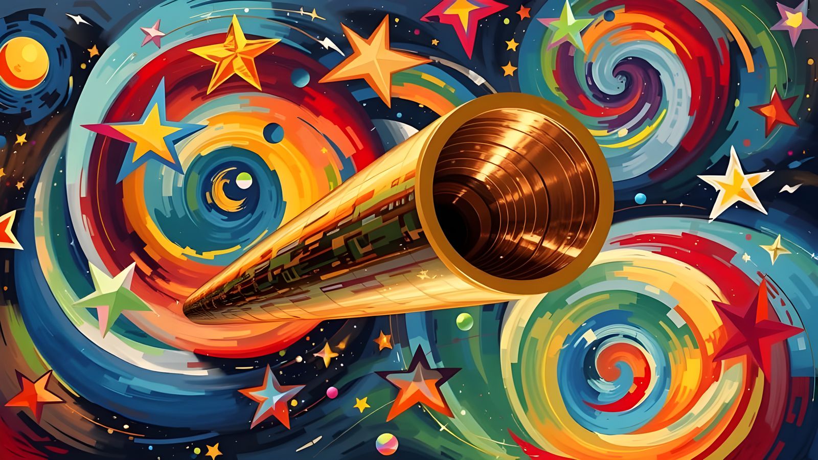 Reflective Cylinder Mirrors Kandinsky Stars in Cosmos