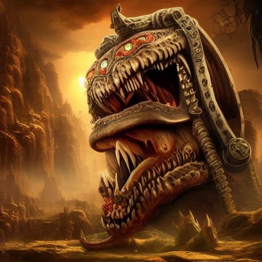 Mimic Treasure Chest with Teeth in Digital Painting