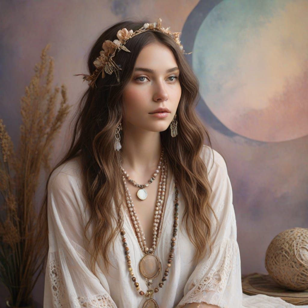 Ethereal Muted Tones Portrait with Psychic Aura