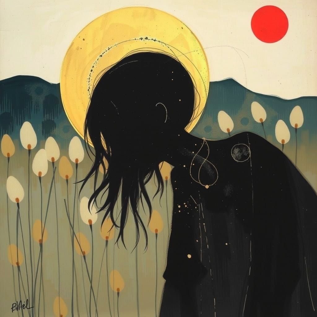 Modernist Landscape with Suminagashi Techniques