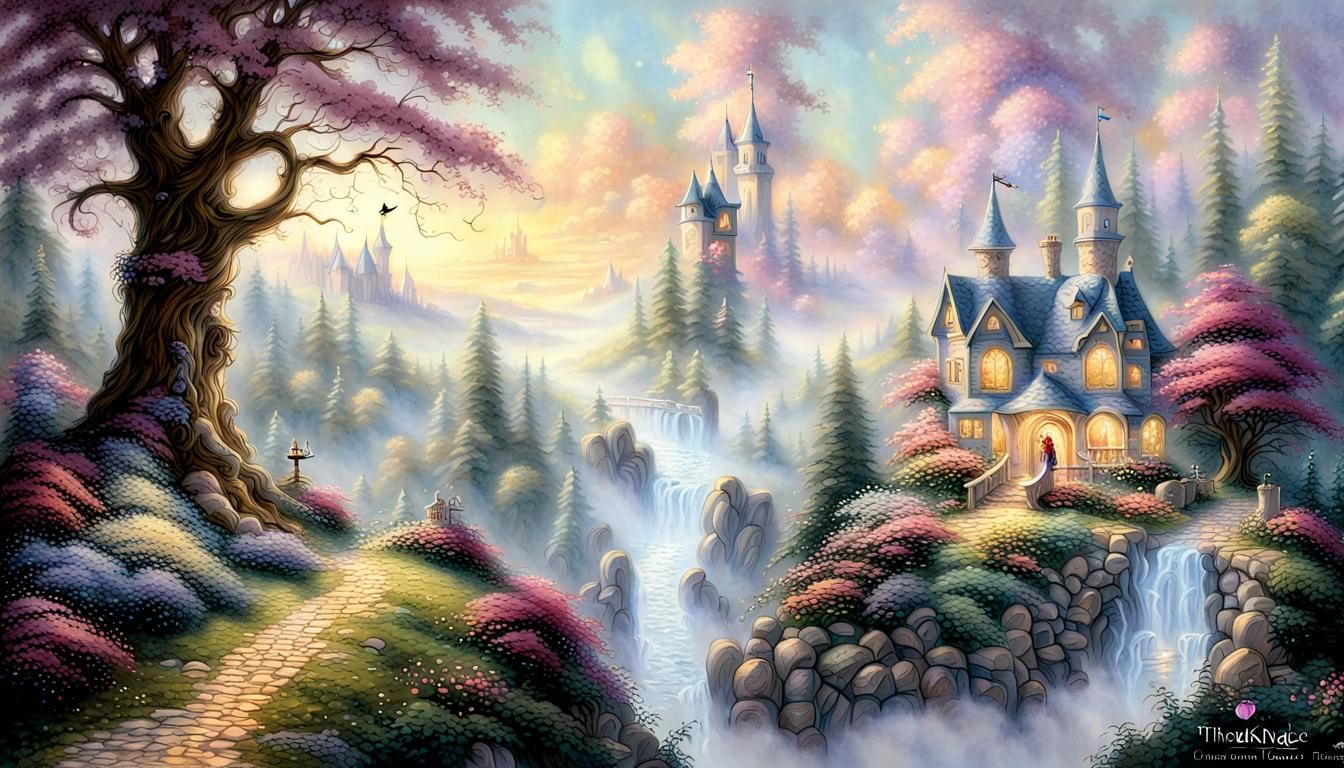 Ethereal Fantasy Scene in a Whimsical Style