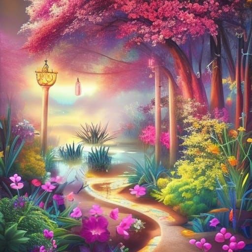 Enchanted Kitchen with Pastel Colors and Golden Stoves