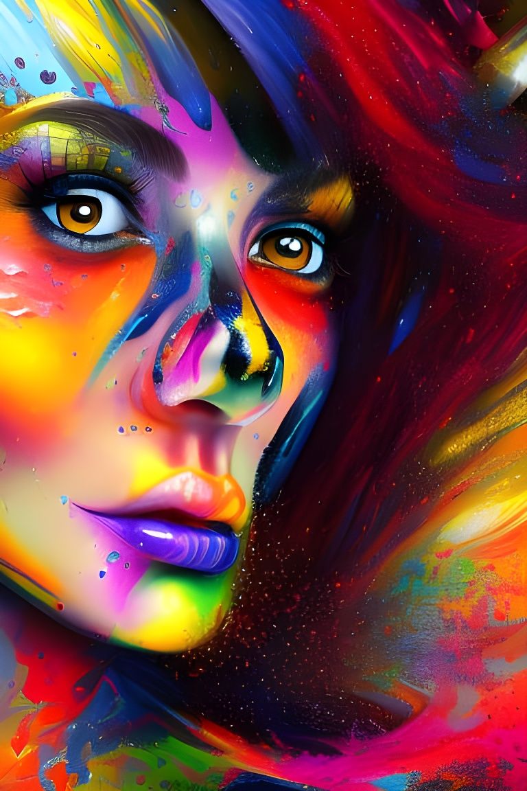 girl through splashes of colour