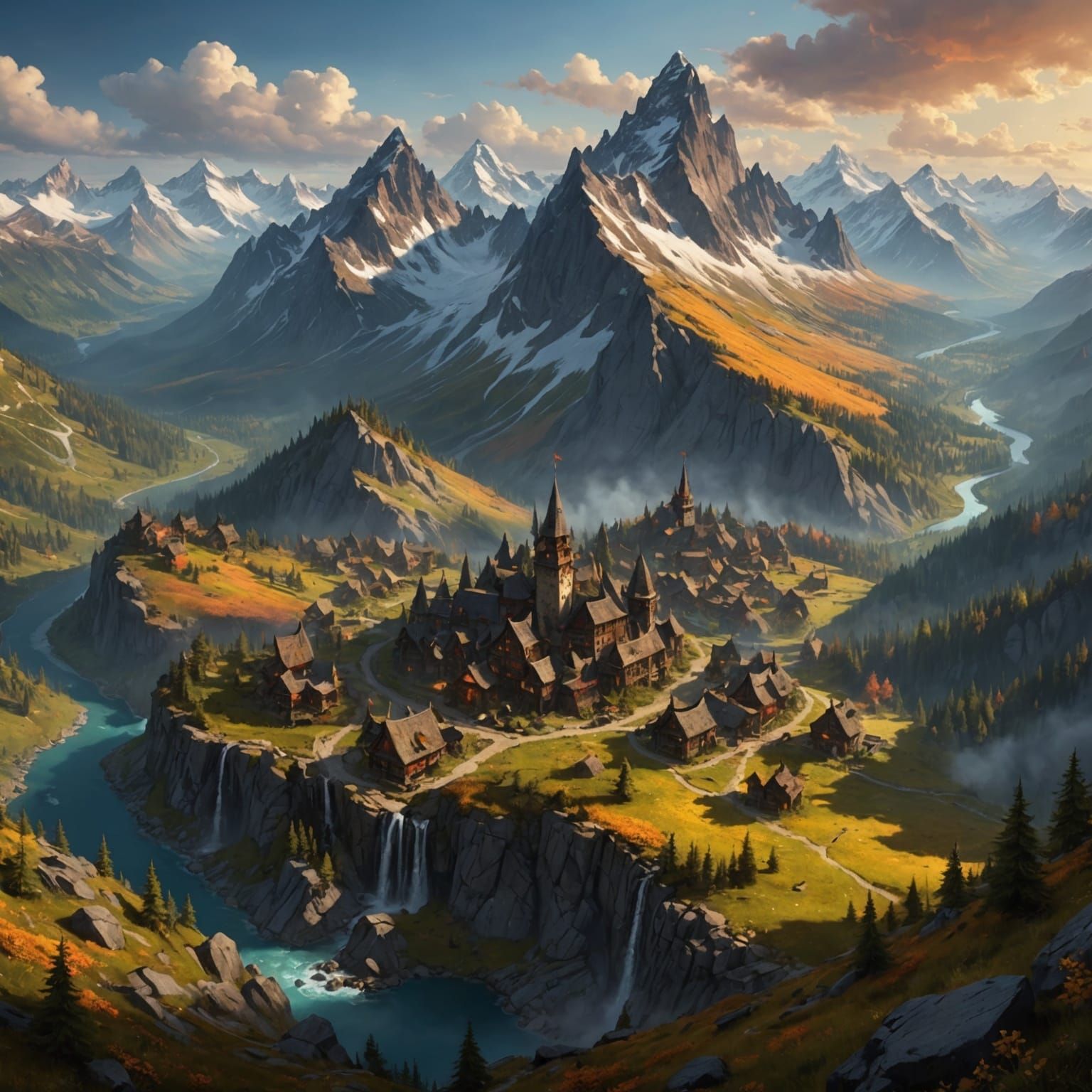 Emberpeak Mountains Map with Fiery Beasts