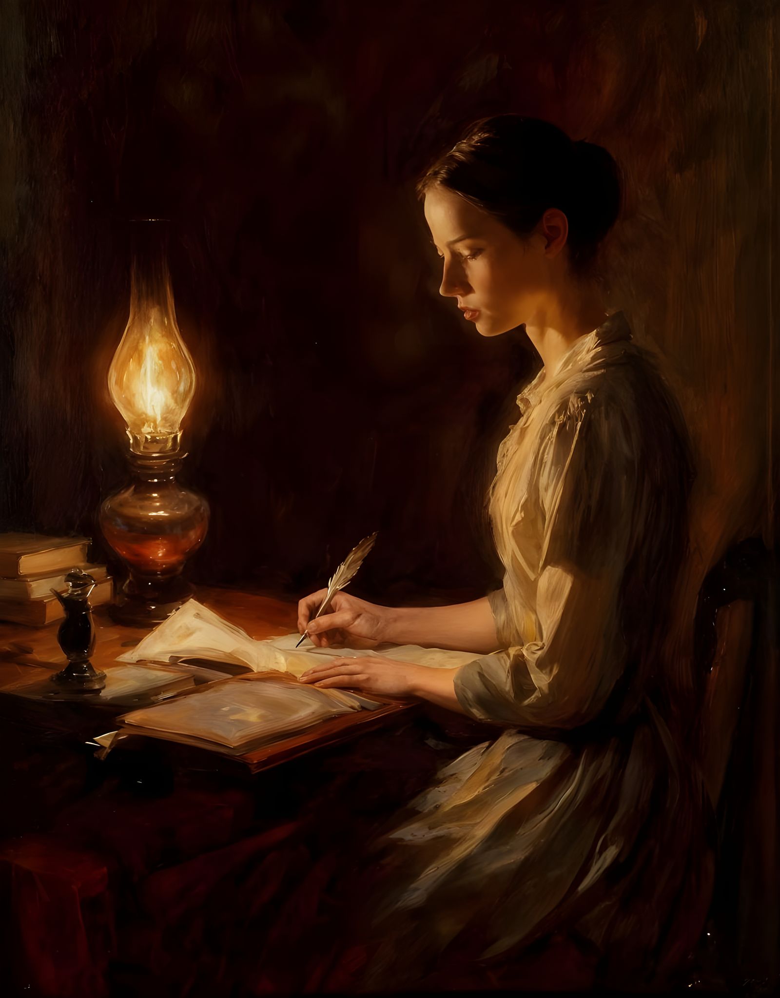 Emily Dickinson Portrait in Oil Painting Style