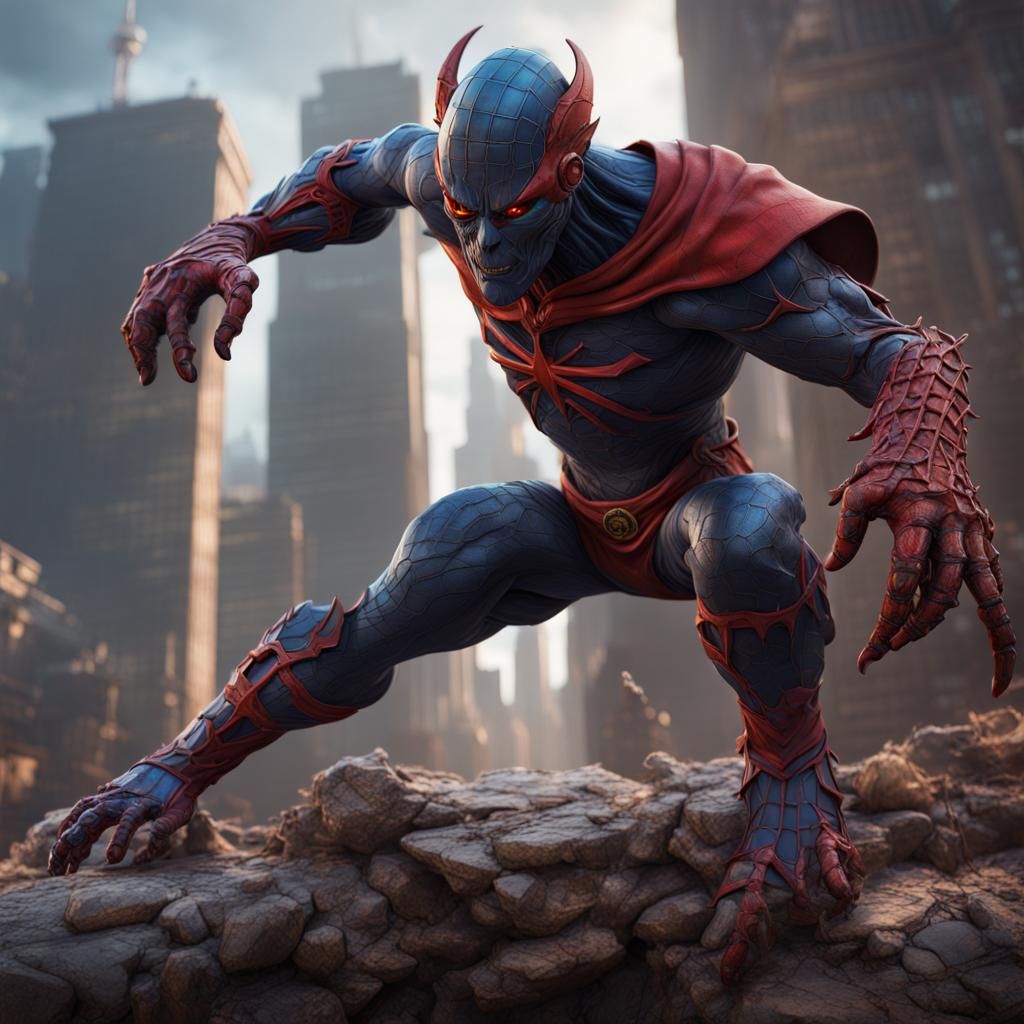 Superhero vs Goblin in Detailed Fantasy Art