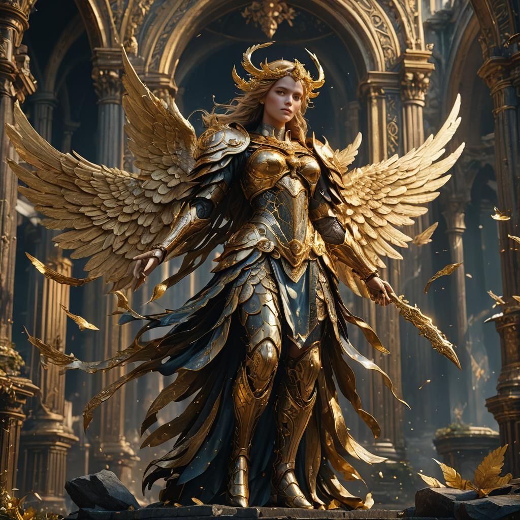 Fantastical Gold Angel Concept Art