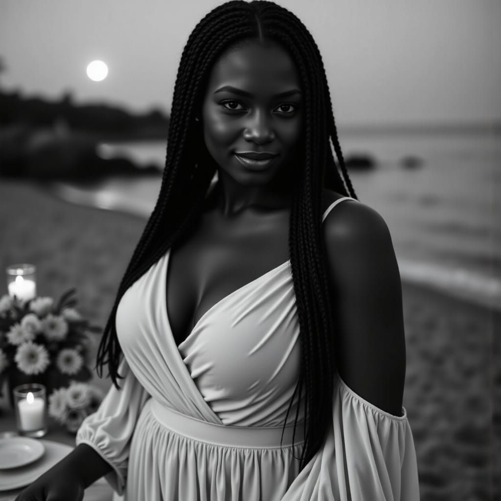 African Beauty Poses by the Seaside