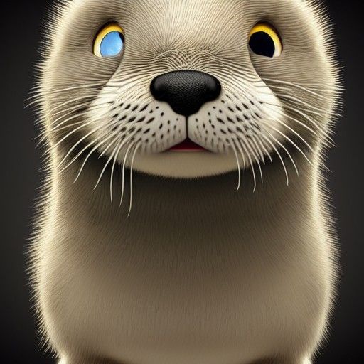Cute Otter with Big Eyes: Pixar Style 3D Render