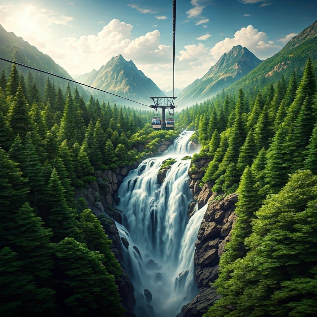 Breathtaking 3D Landscape from a Cable Car