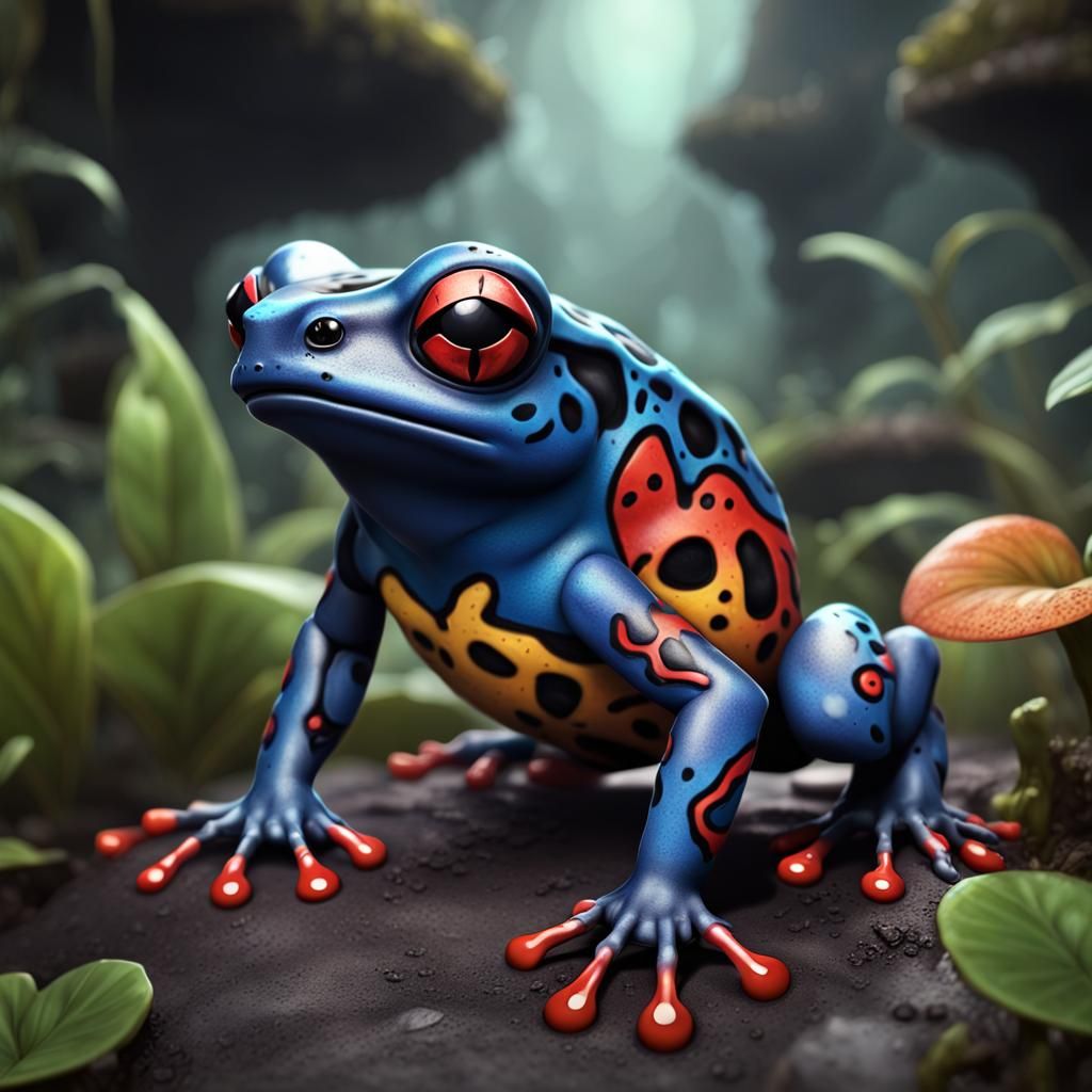 Chibi Demonic Poison Dart Frog in Detailed Matte Painting