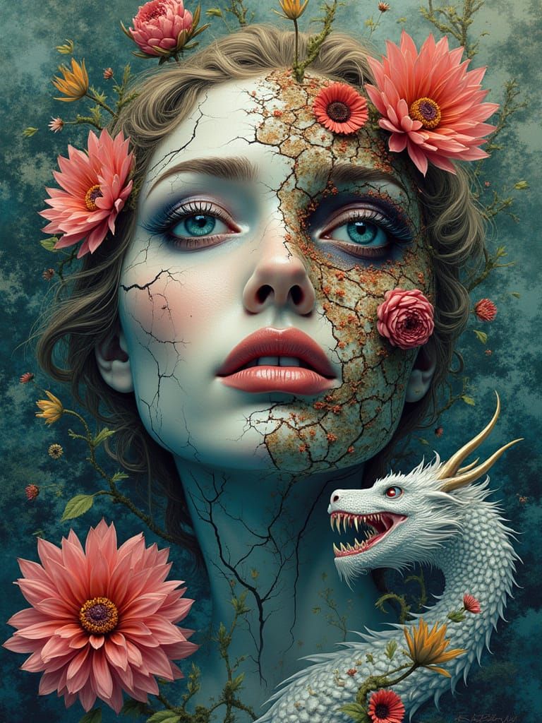 Surrealistic Kaleidoscope in Vibrant Splatter Style