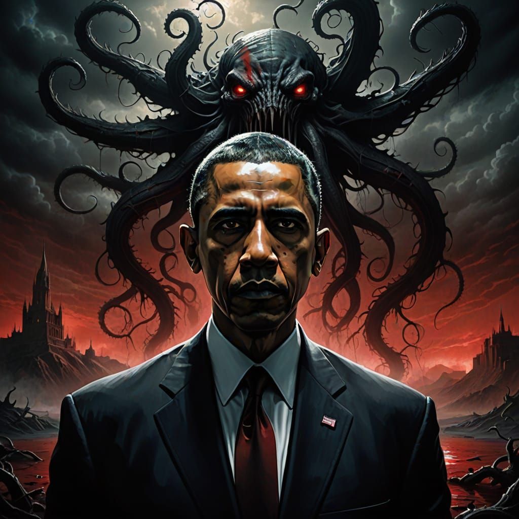 Barack Obama in Dark Surreal Landscape