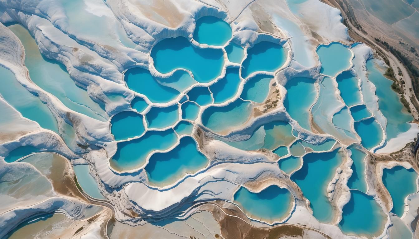 Pamukkale, Turkey: Aerial View of White Travertines