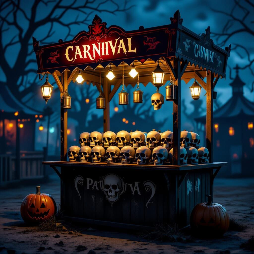 Sinister Skull Carnival Game in Dark Fantasy Style
