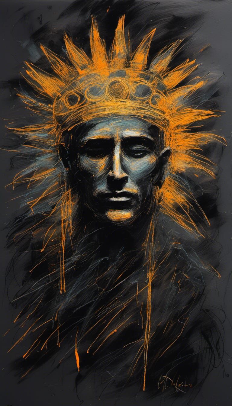 Vibrant Charcoal Portrait of the Sun King