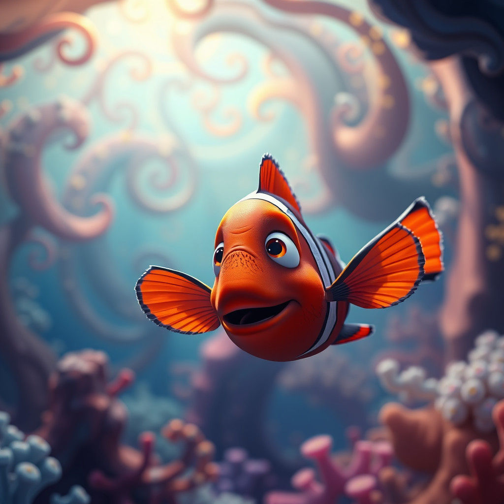 Nemo in Stylized Fantasy Ocean: Digital Matte Painting