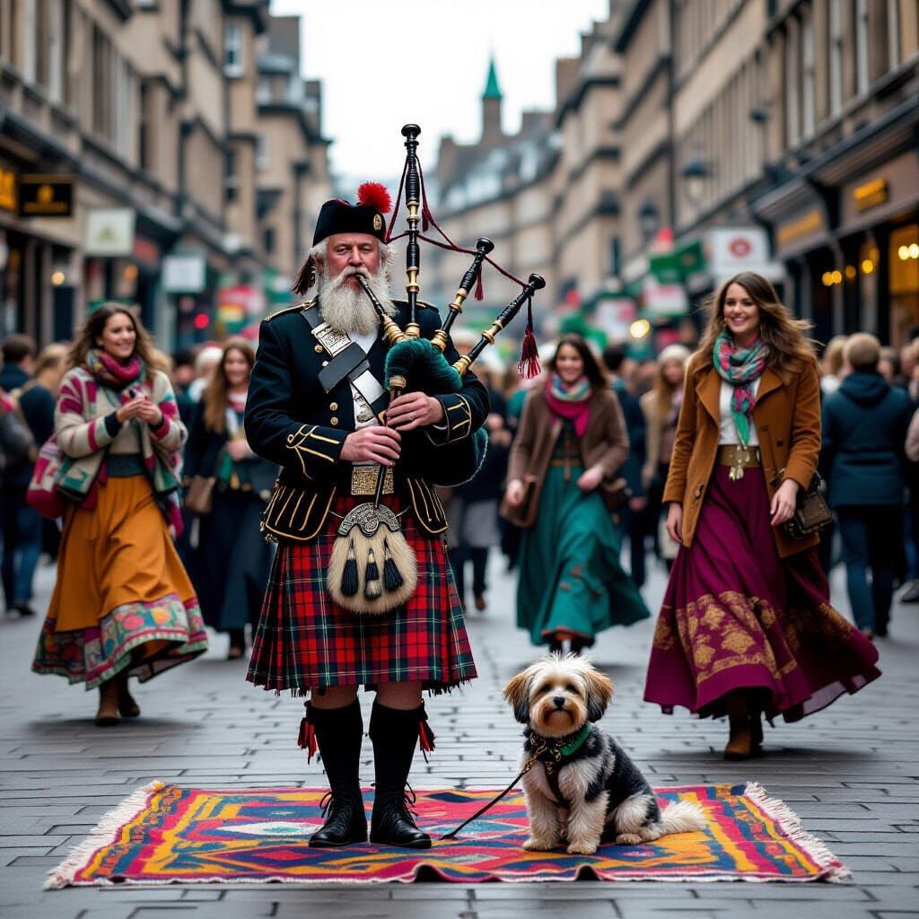 Edinburgh Bagpiper Performance: Scottish Charm in Folk Style