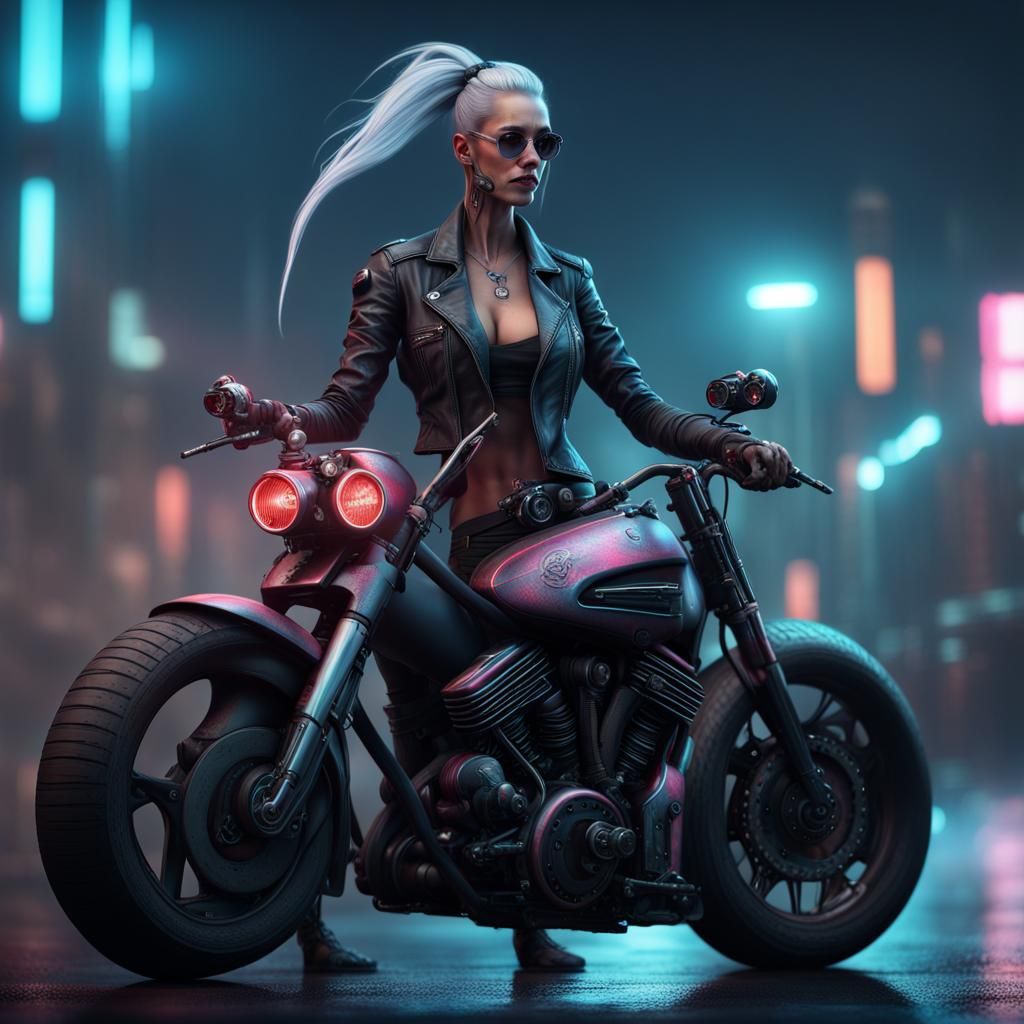 Cyberpunk Biker Hag in Detailed Matte Painting