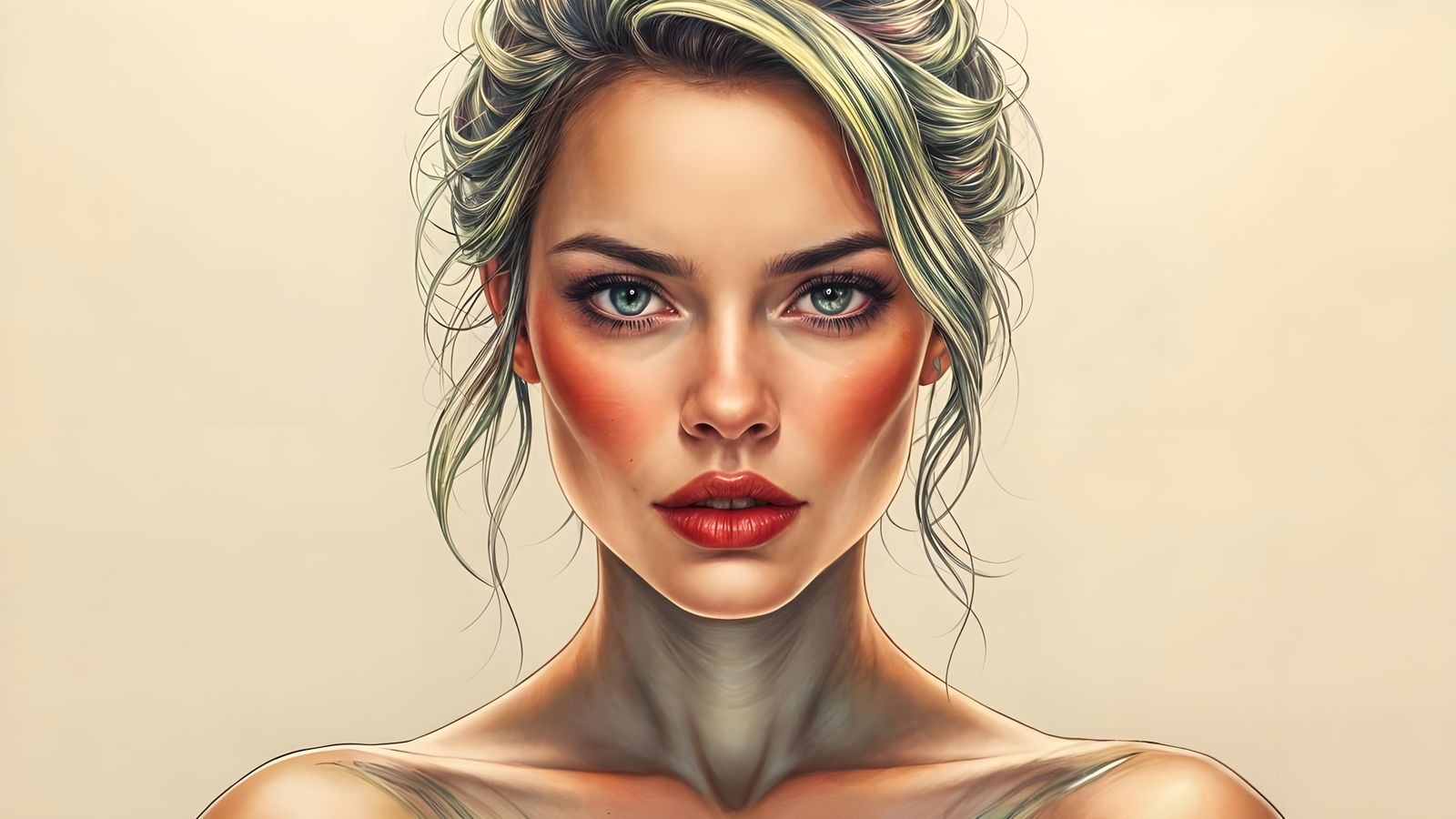Margot Robbie in Stunning, Intricate Portrait with Vibrant C...
