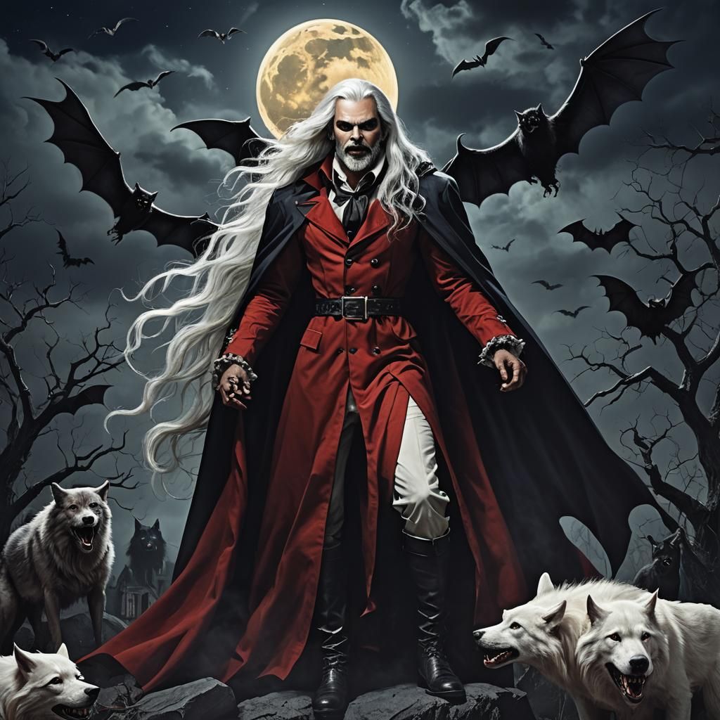 Gothic Vampire Couple in the Night Sky