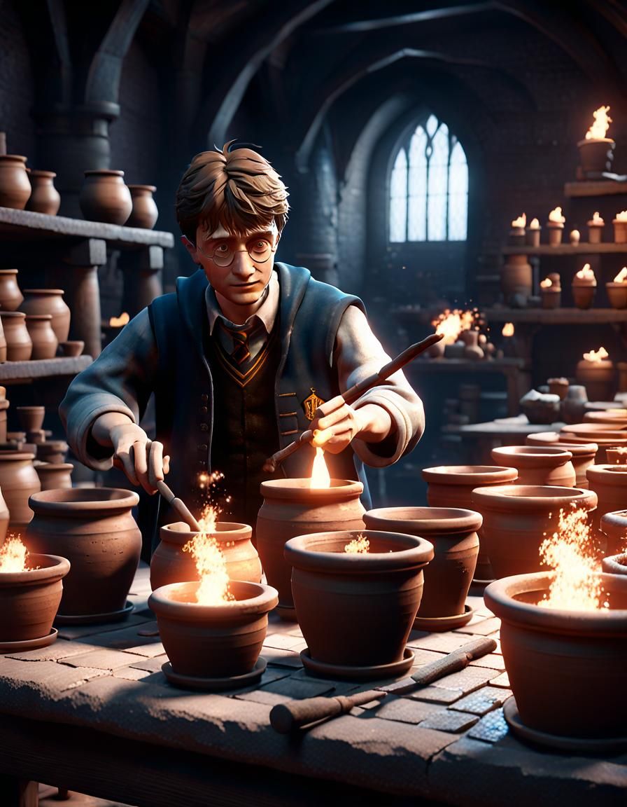 Harry Potter: Clay Potter in 3D Cinematic Style
