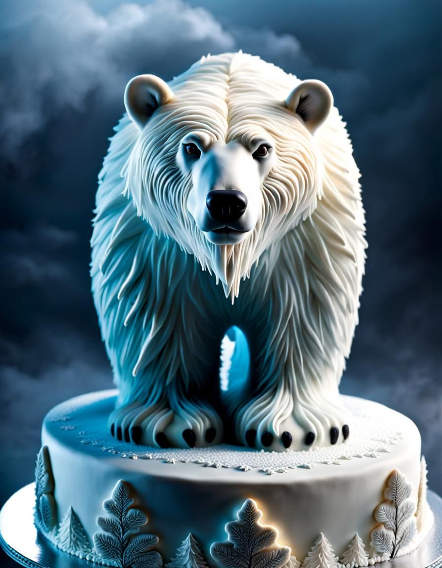 Polar Bear Cake Decorated with Royal Icing