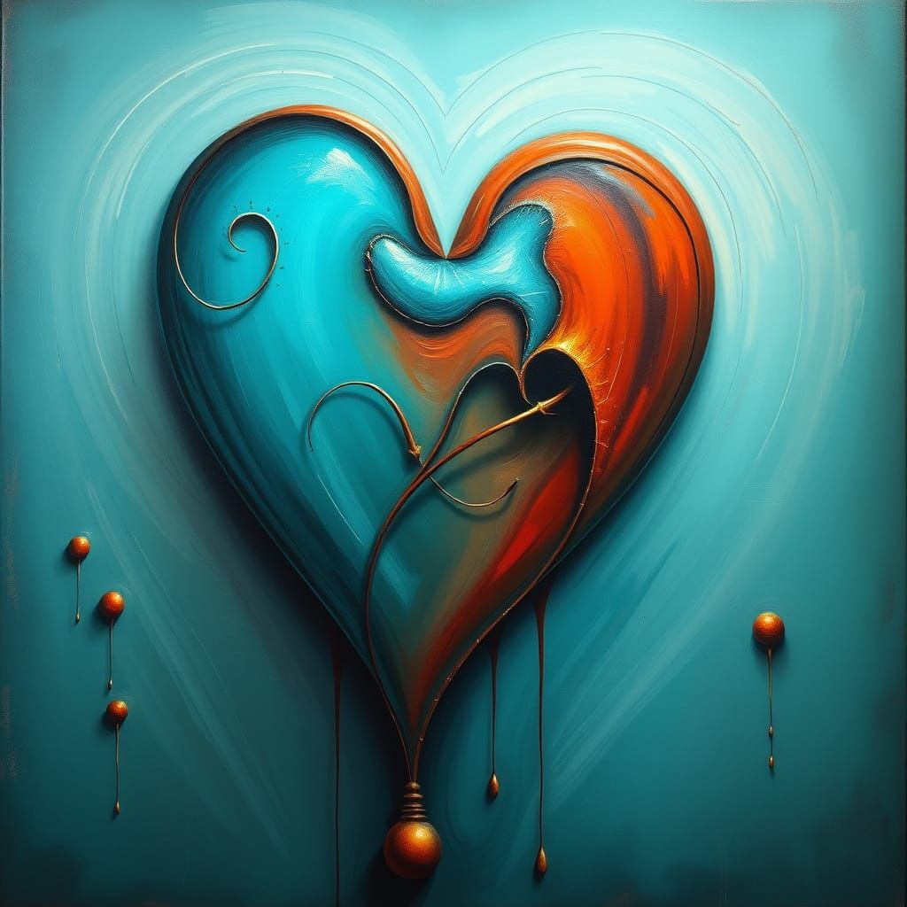 Melting Turquoise Heart in Surreal Dali Style