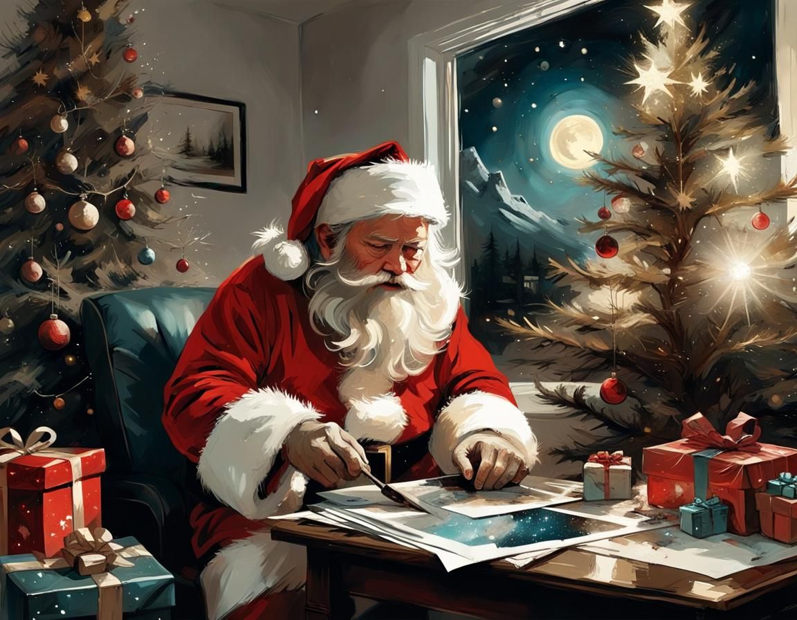 Santa takes a short break after dropping off presents, continues to plan out routes around the planet  suggested by NASA...