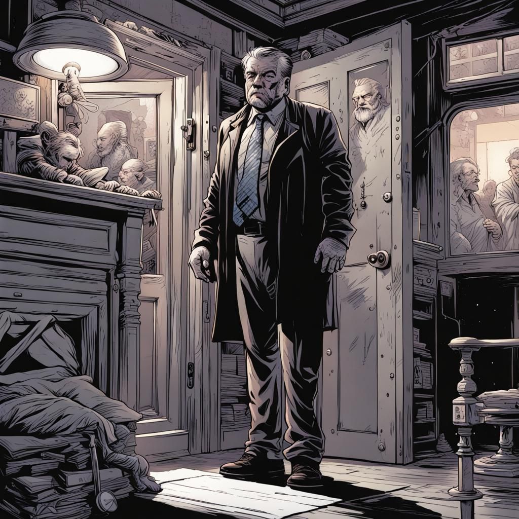 Suspicious Father in Comic Book Art Style