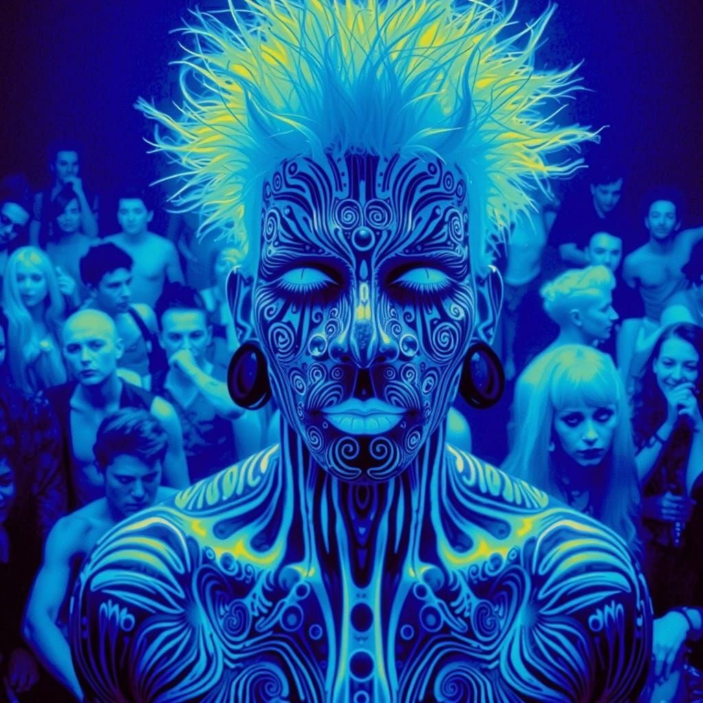 Kirlian Photo of Club Kids in Prismatic Aura