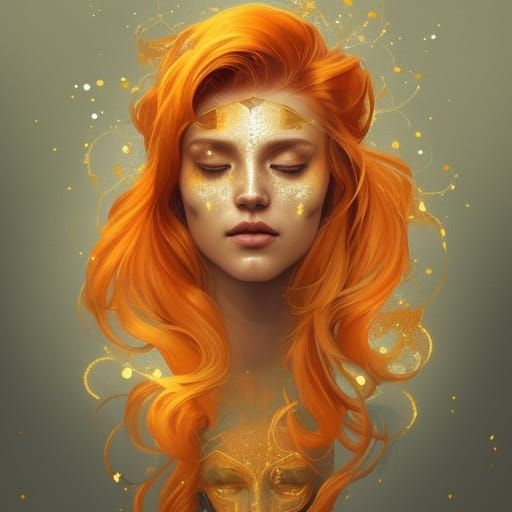 Woman with Leo Tattoo: Hyperdetailed Fantasy Portrait