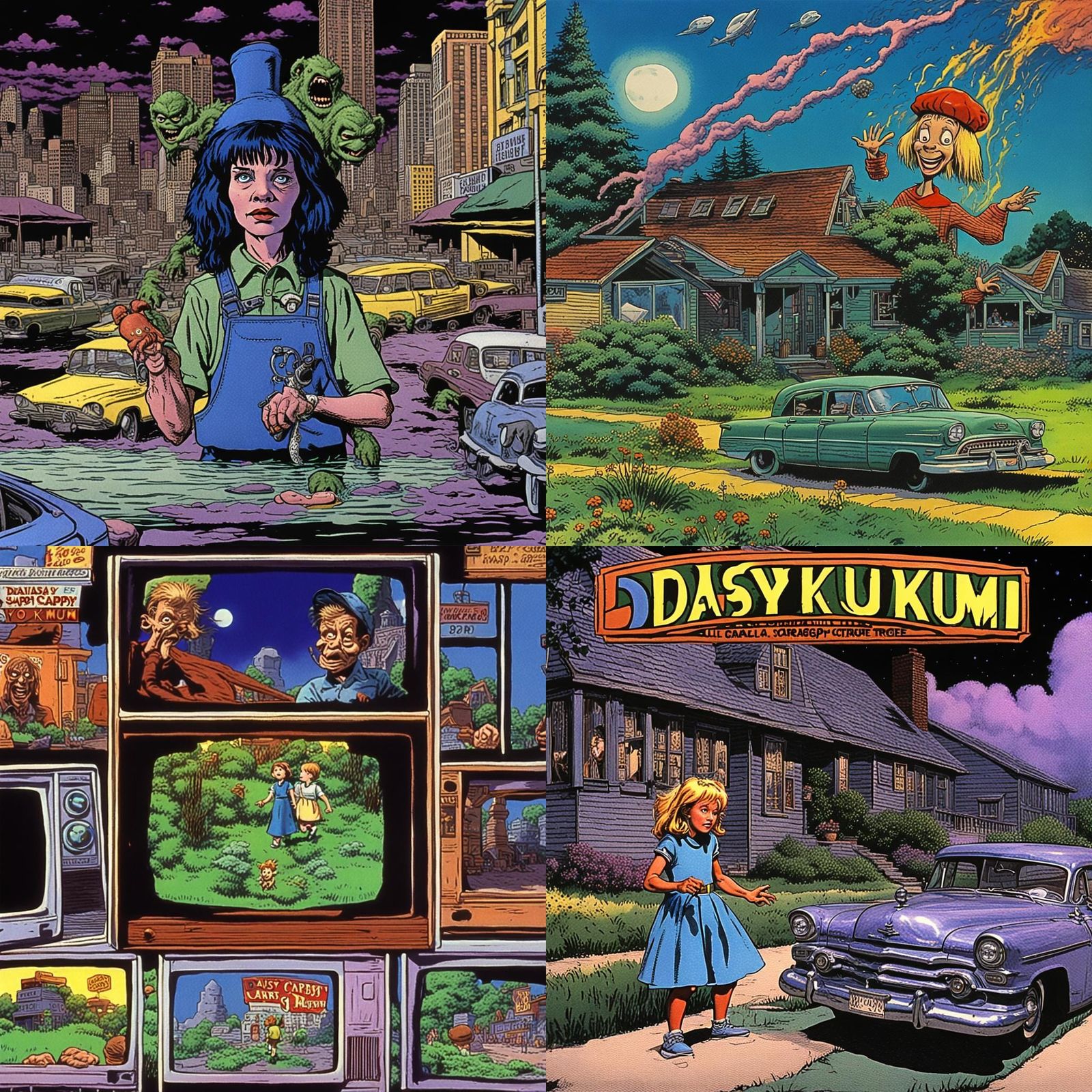 Surreal Dark Fantasy Character in Mixed Media Style